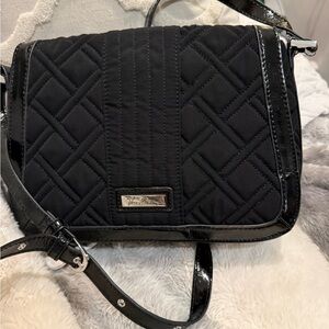 Vera Bradley Black Crosstown Quilted Crossbody with Patent Trim